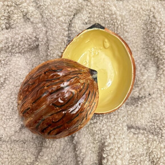 Glazed Ceramic Walnut Jar with Lid - Picture 12 of 14